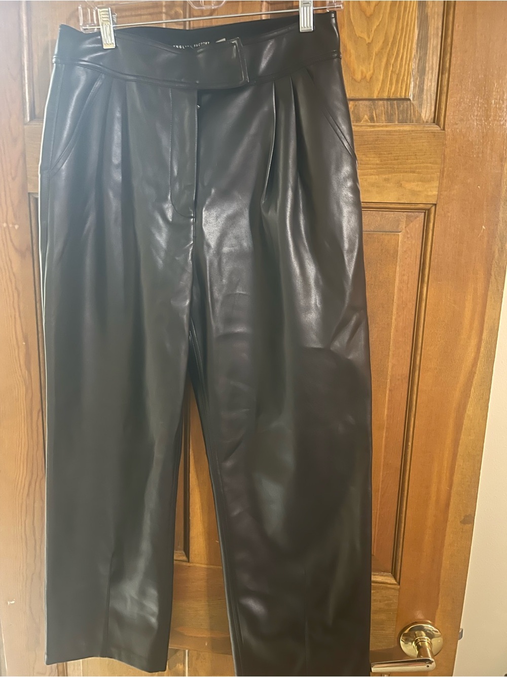 English Factory Black Faux Leather womens pants